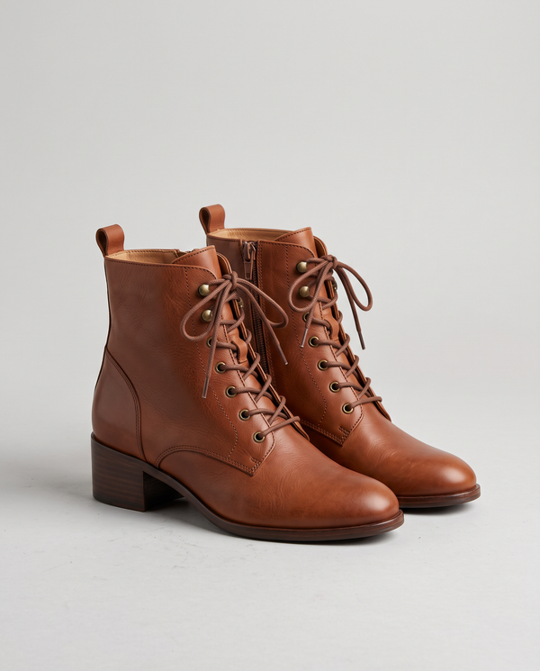 Damen Stiefeletten – cognacfarbene Stiefeletten