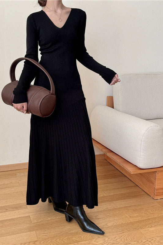 Figurbetontes Maxikleid mit Meerjungfrau-Silhouette und Strickstruktur