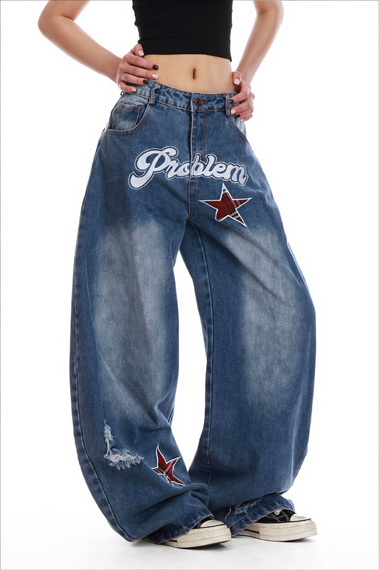 Jeans mit Stickerei