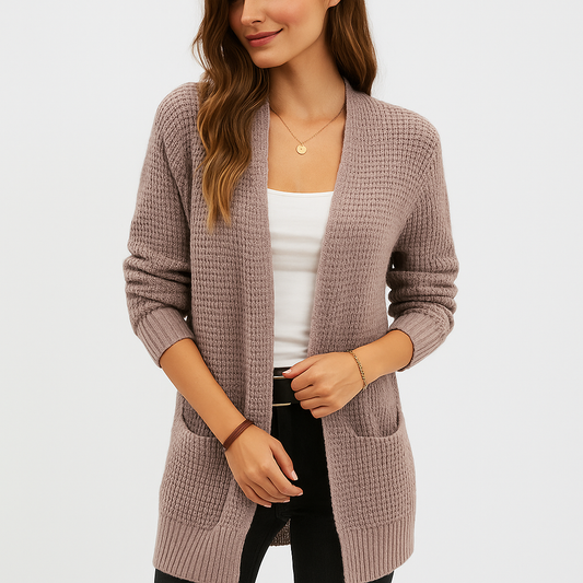Offene Damenstrickjacke aus klassischem Strick - Dasha