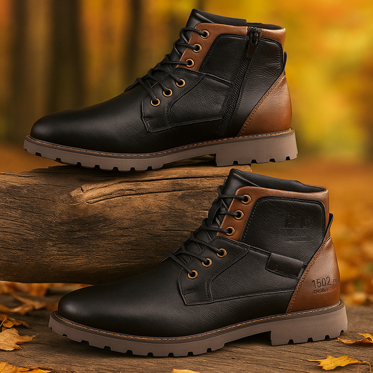Herren-Stadtstiefel mit Schnürsenkeln und Reißverschluss - Mauro