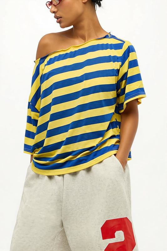 Locker geschnittenes T-Shirt mit Streifenmuster