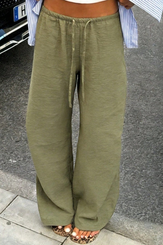 Hose mit weitem Bein, Bindedetail und Taschen