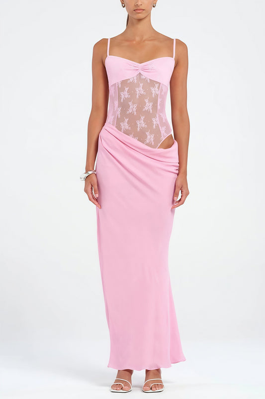 Figurbetontes Maxikleid mit Spitze