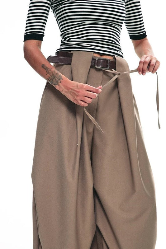 Hose mit weitem Bein in Kaffeebraun