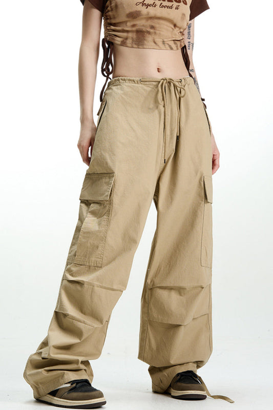 Hose mit weitem Bein in Khaki