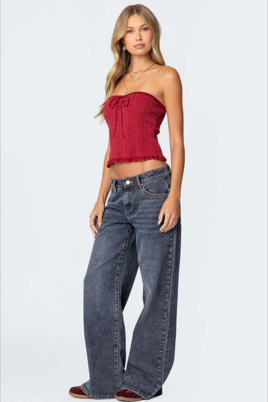Jeans mit weitem Bein und niedriger Taille