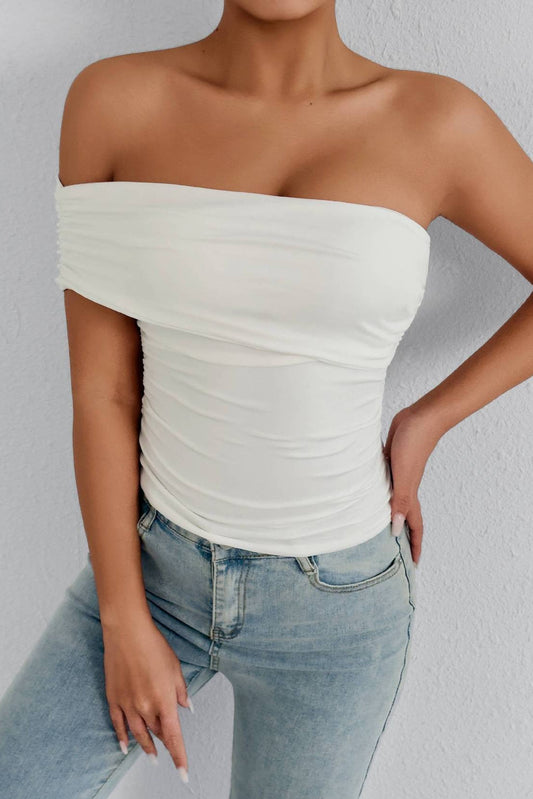 Trägerlose Bluse mit Ein-Schulter-Design