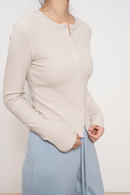 Strickjacke mit Knopfdetails und Strickstruktur in Oliv
