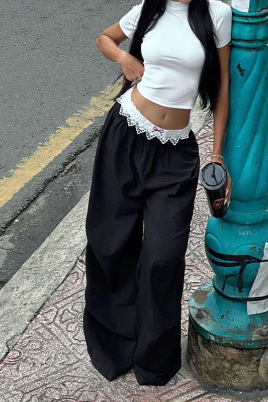 Hose mit Spitze in Schwarz