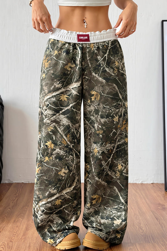 Hose mit weitem Bein, Farbblockmuster und Druck