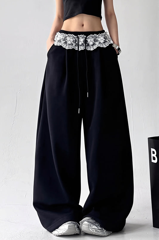 Hose mit weitem Bein und Spitze