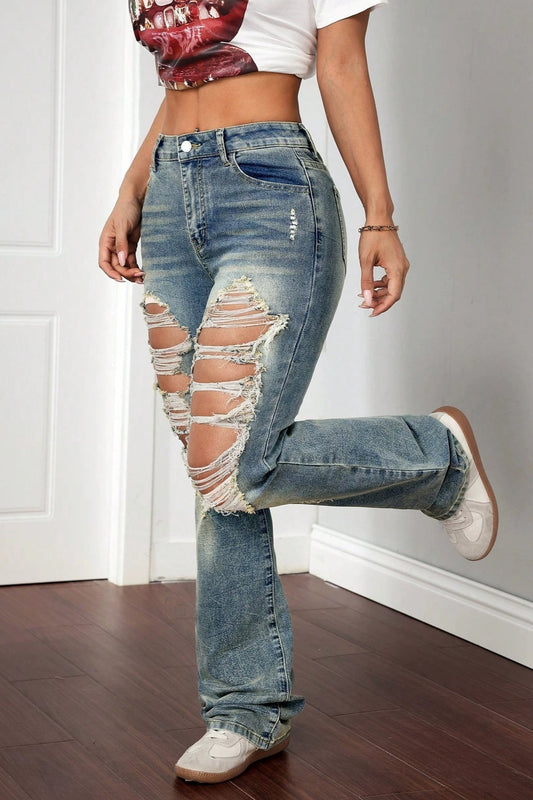 Jeans mit niedriger Taille in Blau
