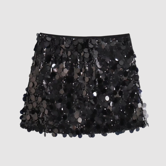Eleganter Minirock mit funkelnden Pailletten, perfekt für einen glamourösen Party-Look