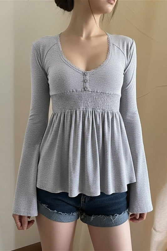 Bluse mit V-Ausschnitt und A-Linie