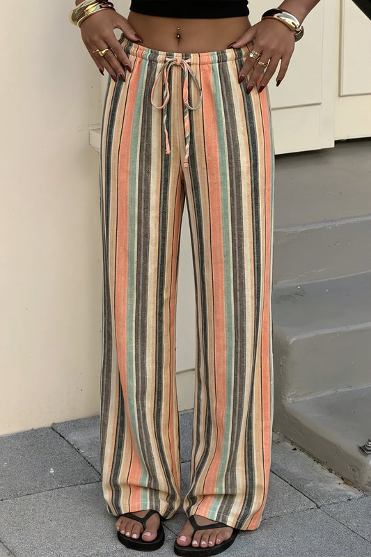 Hose mit weitem Bein, Bindedetail und Streifenmuster