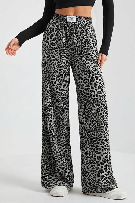 Hose mit weitem Bein und Leopardenmuster