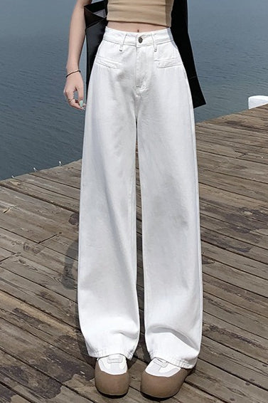 Jeans mit weitem Bein in Weiß