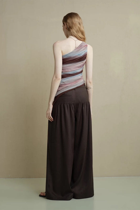 Hose mit weitem Bein und Raffung