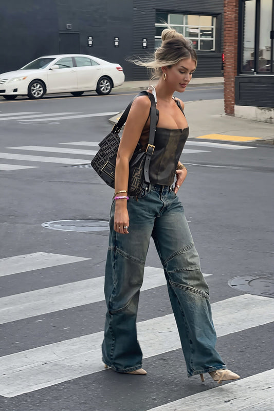 Jeans mit niedriger Taille in Hellblau