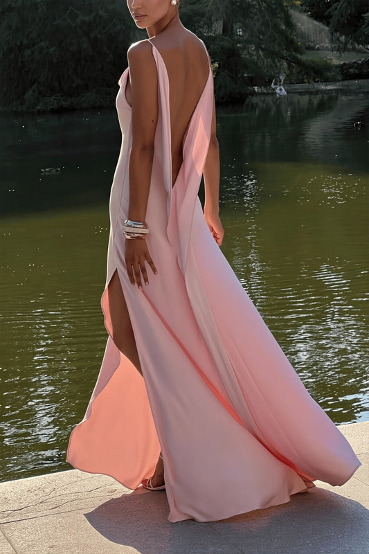 Maxikleid mit Meerjungfrau-Silhouette, Schlitz und Satinoptik