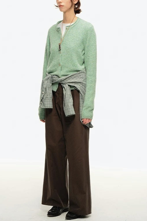 Damen Strickcardigan mit Knopfleiste und Rundhalsausschnitt