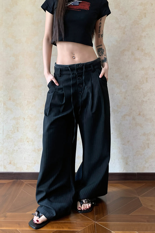 Hose mit weitem Bein, niedriger Taille und Bindedetail