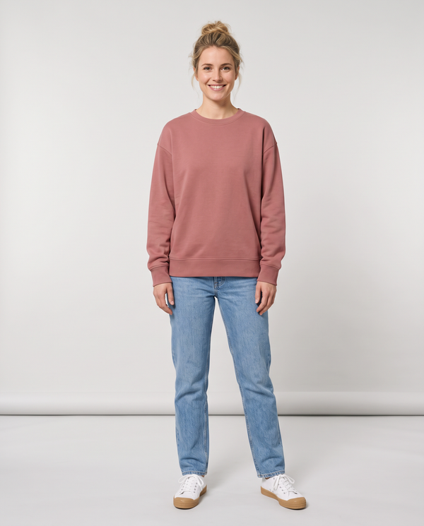 Damen Sweatshirts – Frau in rosé Sweatshirt