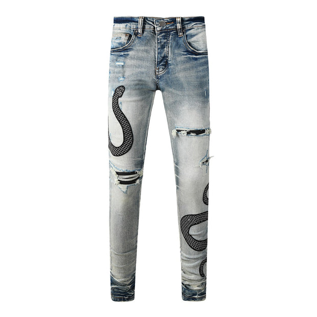 Skinny-Jeans mit Schlangenmuster - Eldric