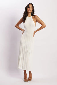 Midikleid aus gewebtem Plissee mit Neckholder - Dalila