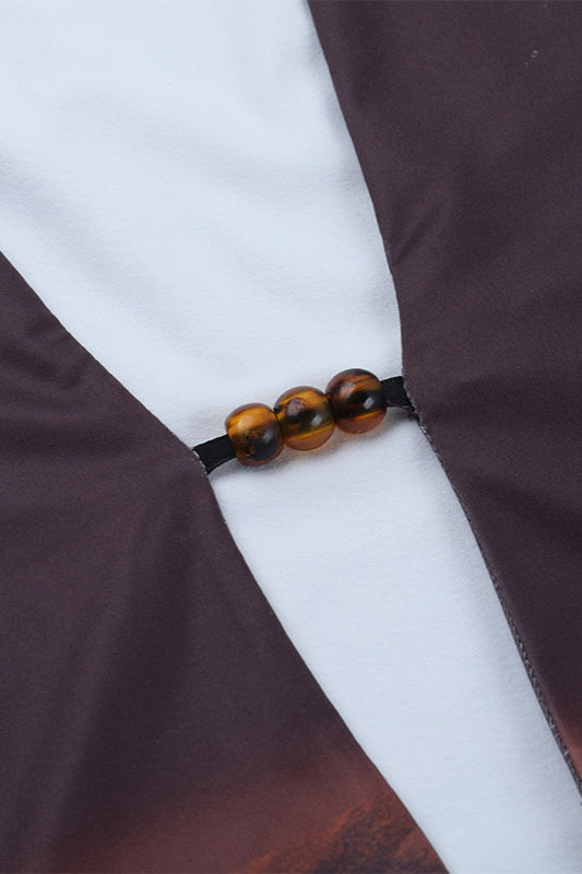 Maxikleid mit V-Ausschnitt, langen Ärmeln und Aussparungen