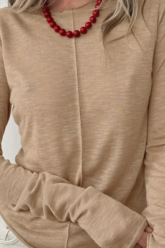 Top mit Rundhalsausschnitt und Strickstruktur