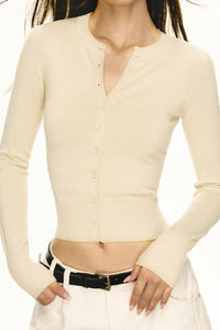 Strickjacke mit Strickstruktur in Braun