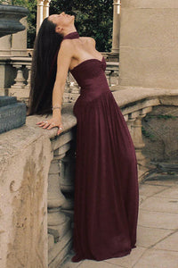 Trägerloses Maxikleid in Bordeaux