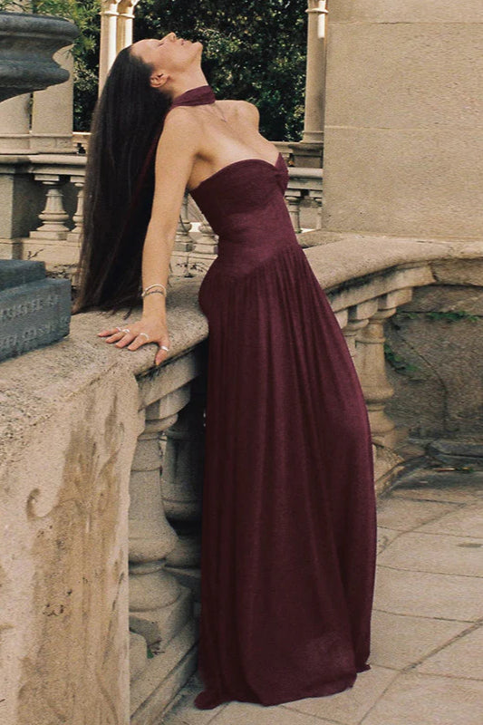 Trägerloses Maxikleid in Bordeaux