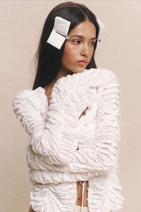Strickjacke mit Aussparungen und Bindedetail