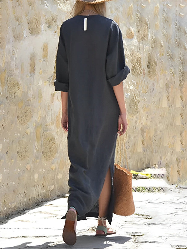 Nella- Langes Maxikleid mit Sommerschlitz