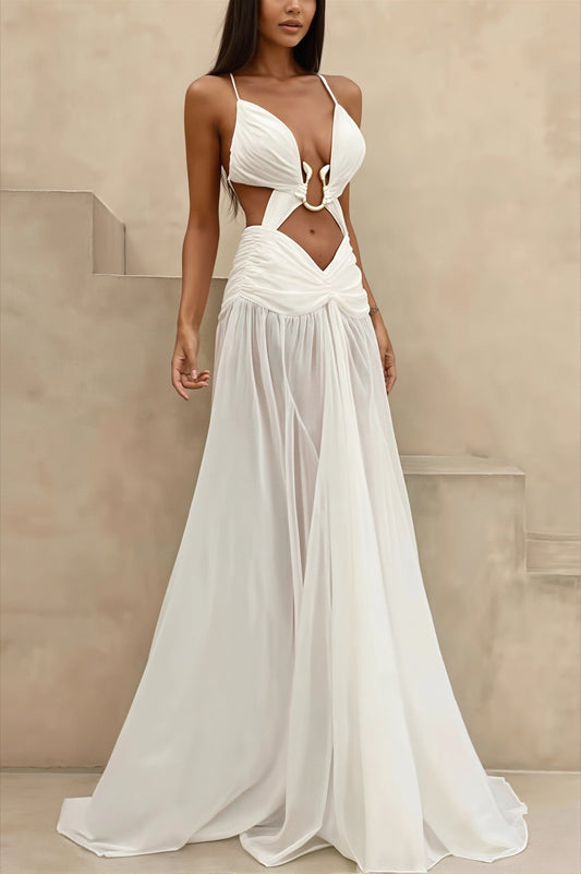 Rückenfreies Maxikleid mit Aussparungen
