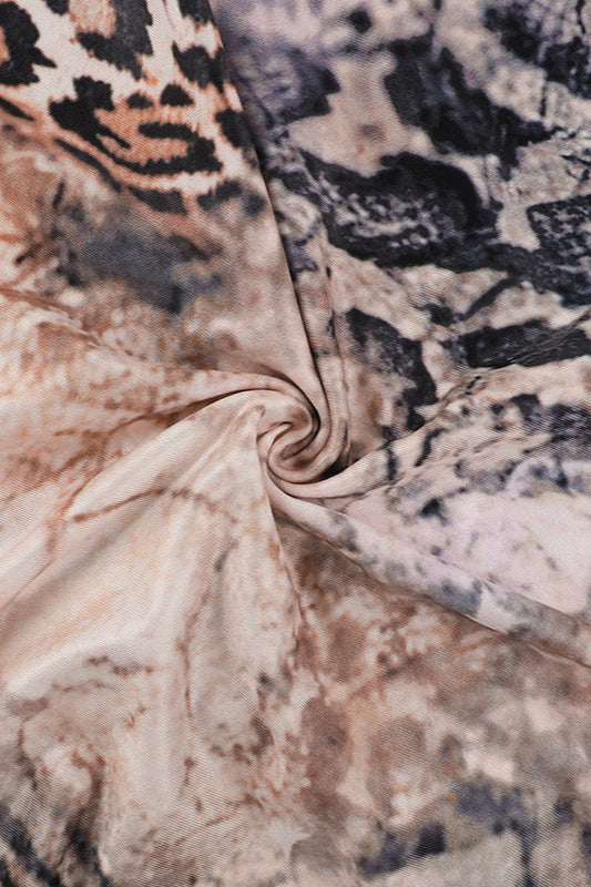 Maxikleid mit Leopardenmuster, Patchwork und Spitze