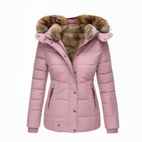 Wintermantel mit Fellfutter warmer stilvoller Damenmantel figurbetonte Passform - Anna