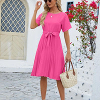 Bellavie - Klassisches plissiertes Midikleid mit Taillenbindung
