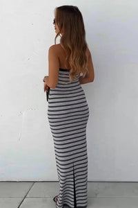 Trägerloses Maxikleid mit Streifenmuster