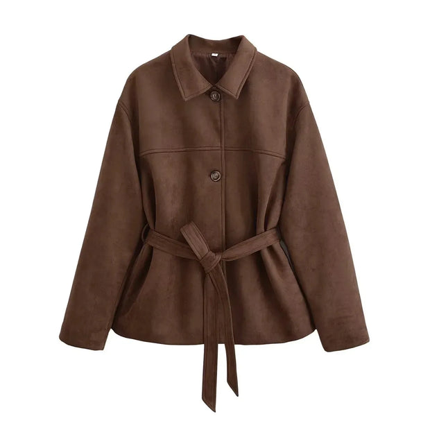Damenjacke aus Wildleder mit Gürtel - Avelise