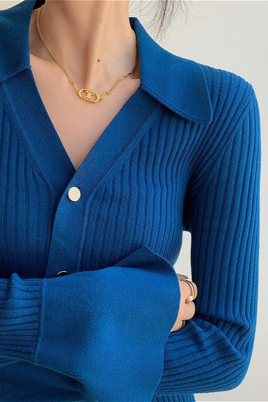Strickjacke mit V-Ausschnitt und Strickstruktur in Gelb