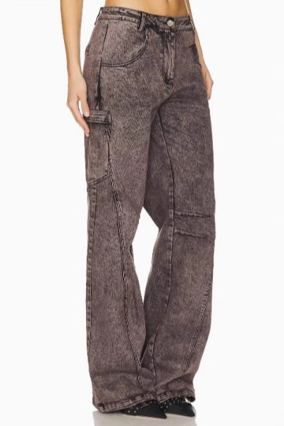Locker geschnittene Jeans mit geradem Schnitt in Tan