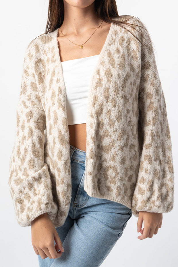 Locker geschnittene Strickjacke mit Farbblockmuster