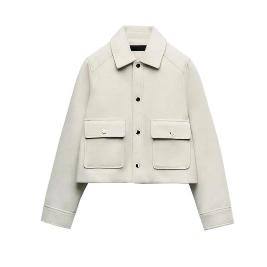 Lässige Damen Herbstjacke mit Klappe und Taschen - Heidi