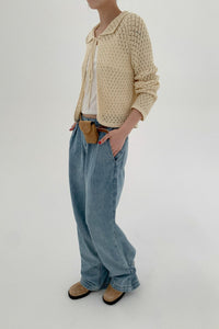 Strickjacke mit Bindedetail und Strickstruktur
