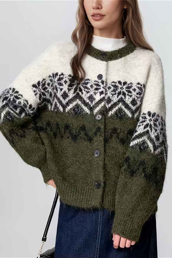 Strickjacke mit Strickstruktur in Grün