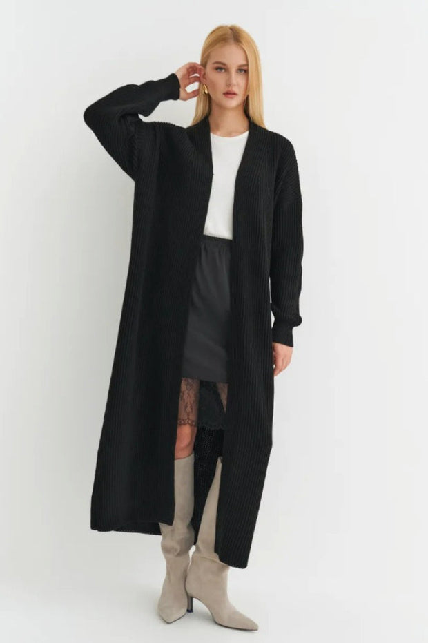 Locker geschnittene Strickjacke mit Strickstruktur in Gelb